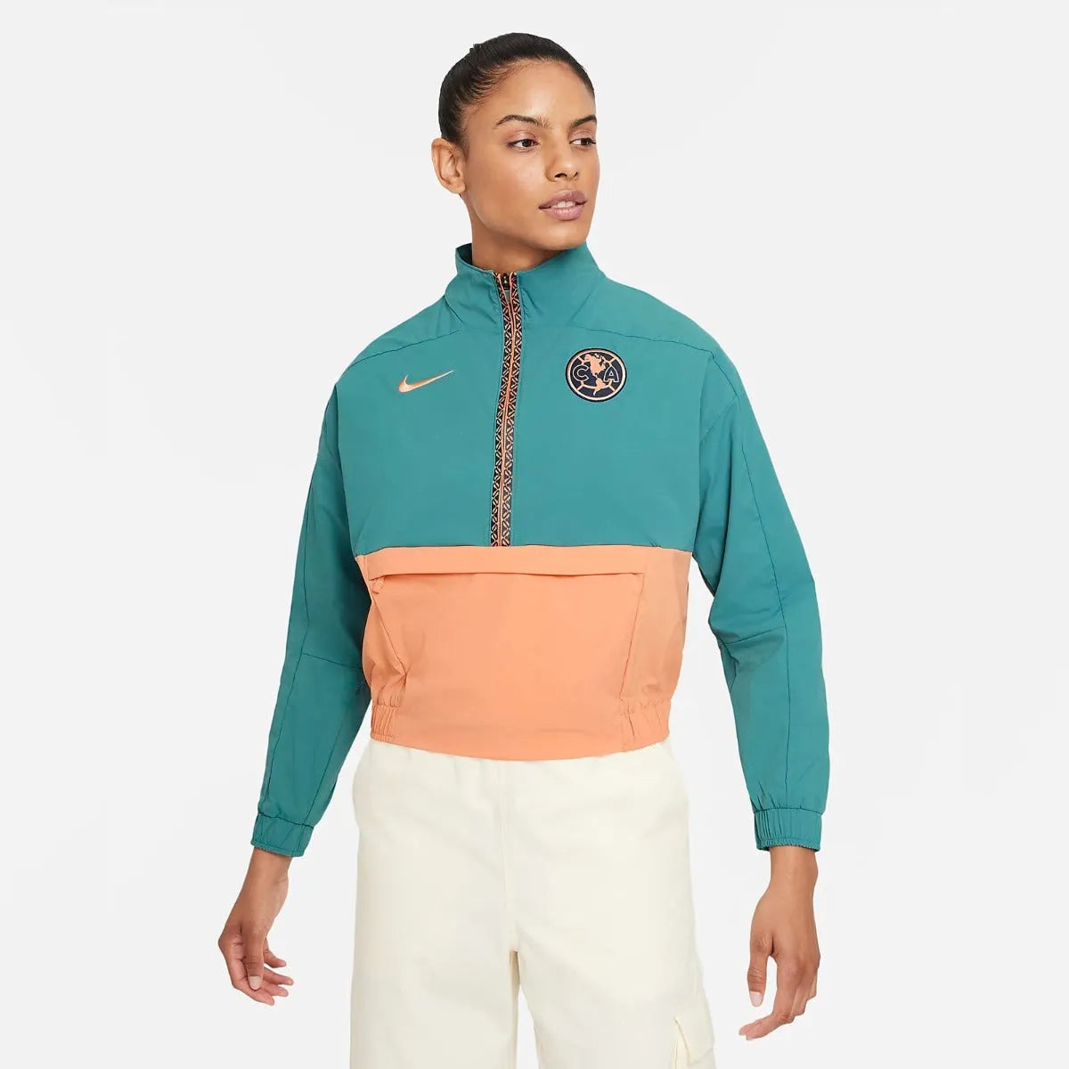 Nike 2021-22 Club America Women Midlayer Quater Zip - Teal-Apricot