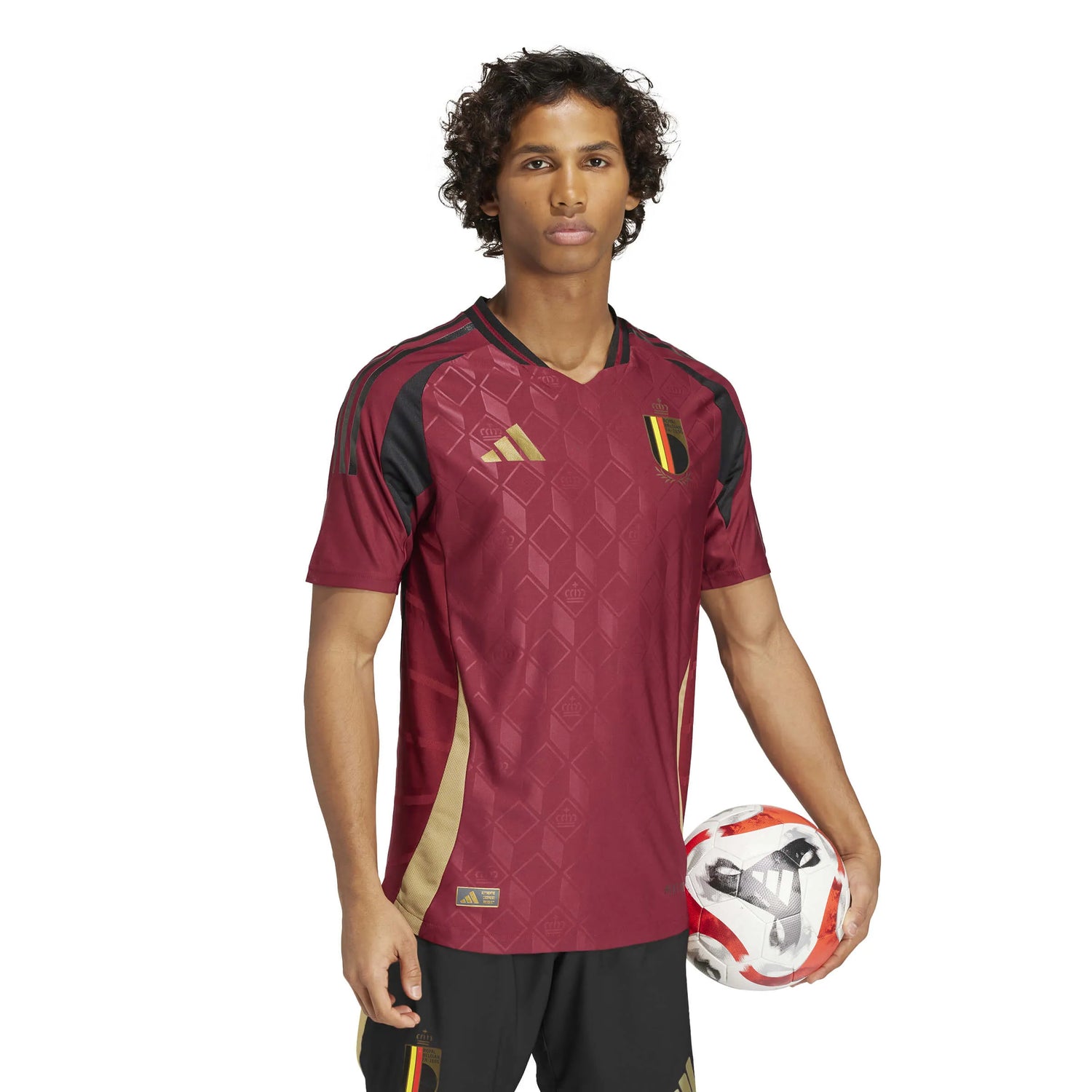 adidas 2024-25 Belgium Men's Authentic Home Jersey (Model - Side)