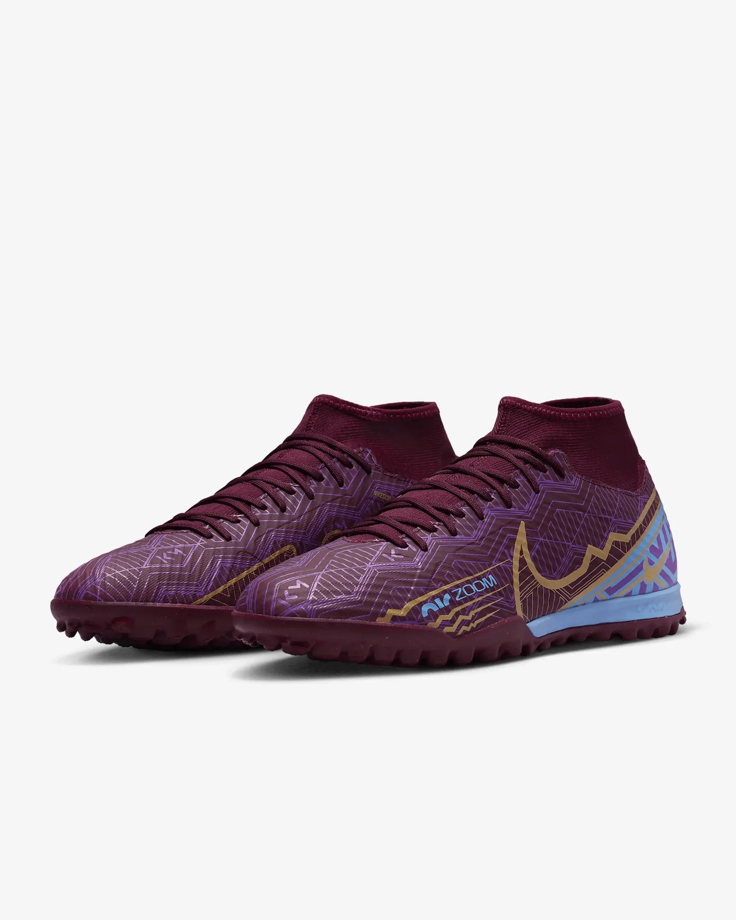 Nike Zoom Superfly 9 Academy KM Turf - Dark Beetroot-Gold (Pair - Diagonal)