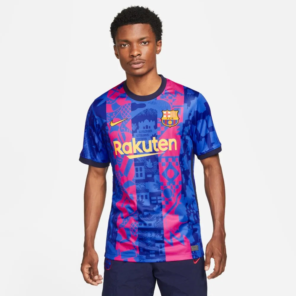 Nike 2021-22 Barcelona Third Jersey - Hyper Royal-Varsity Maize (Model - Front)