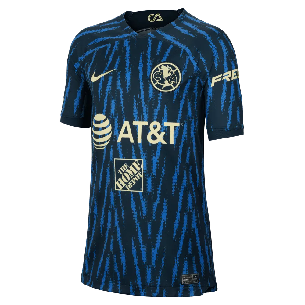 Nike 2022-23 Club America Youth Away Jersey - Armory Navy-Lemon