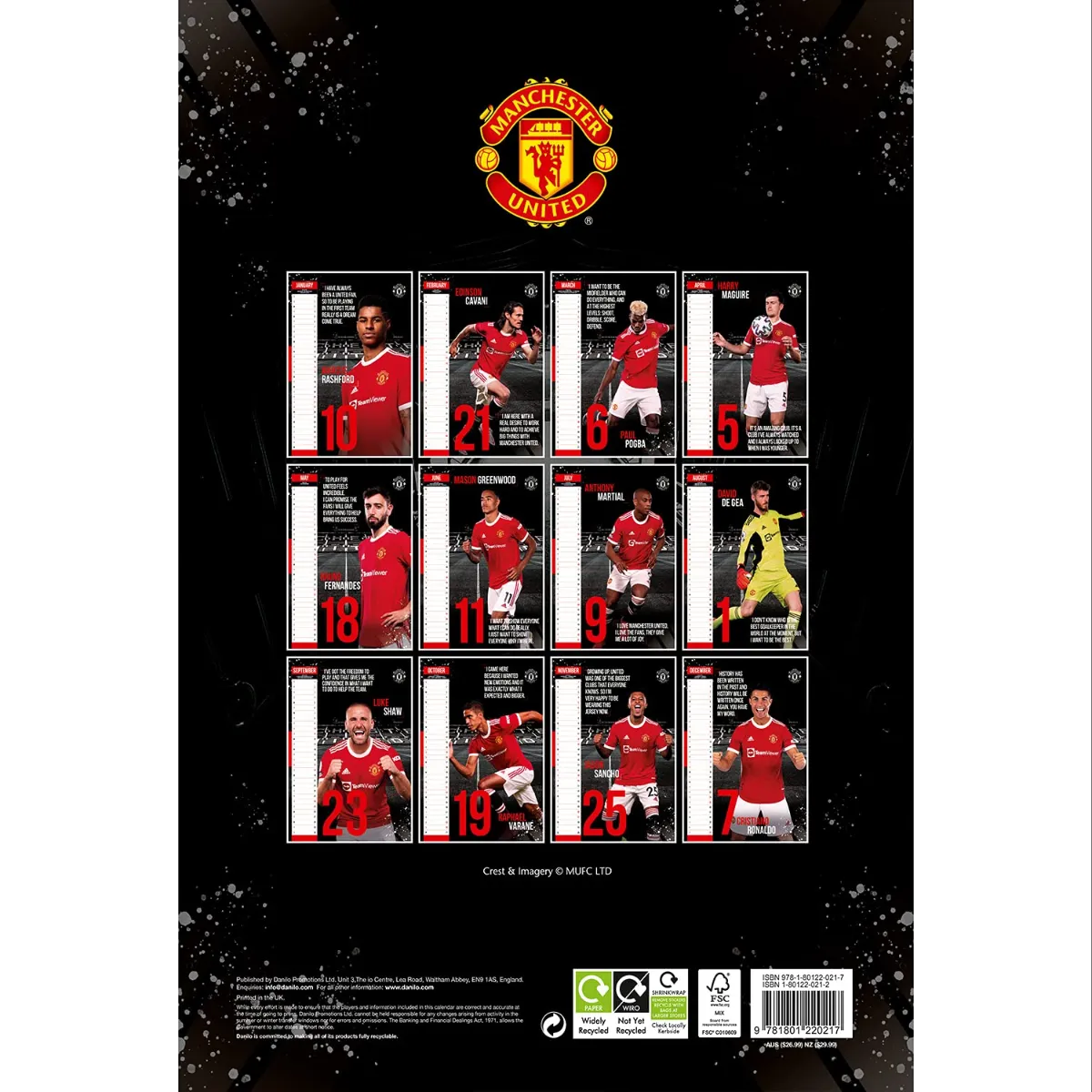 Manchester United 2022 Official Calendar (Back)