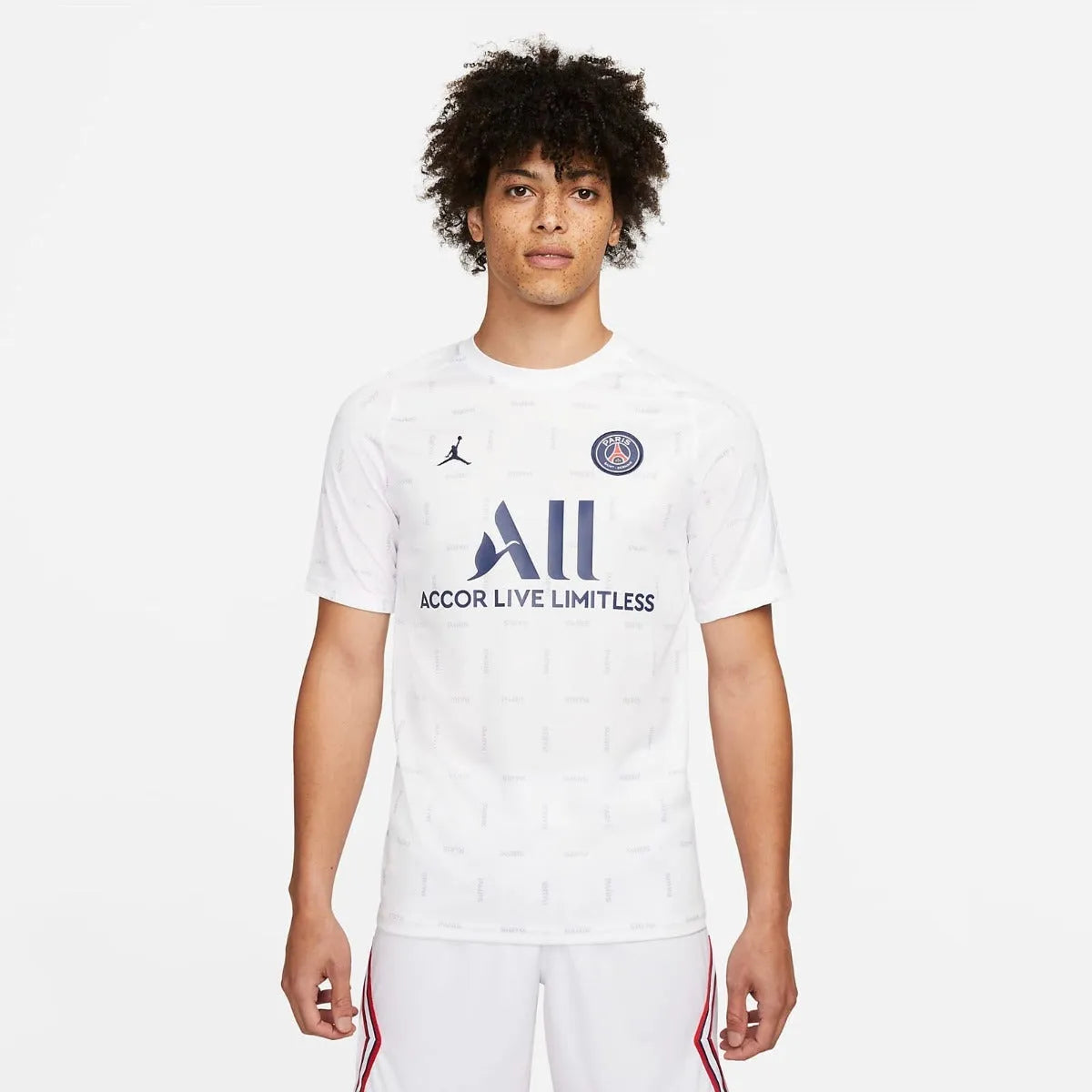 Jordan 2022 PSG Pre-Match SS Top - White (Model - Front)