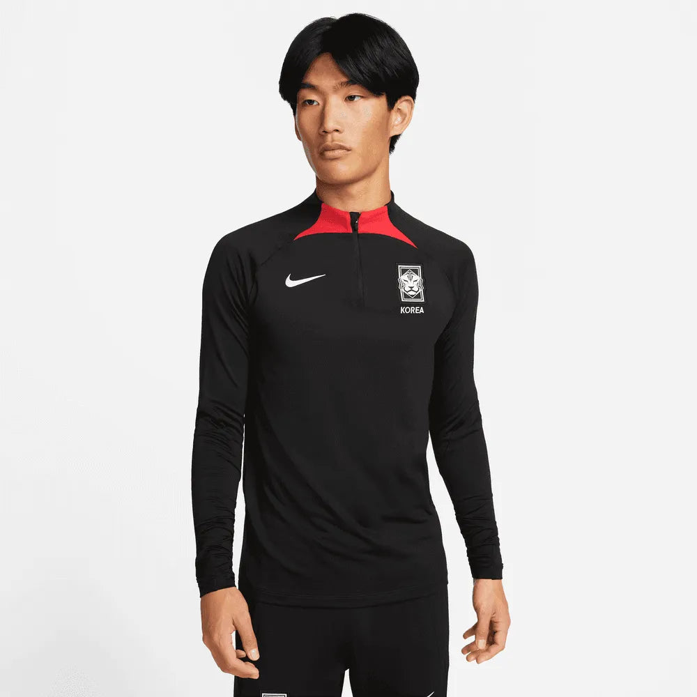 Nike 2022-23 Korea Strike Drill Top - Black-Global Red (Model - Front)