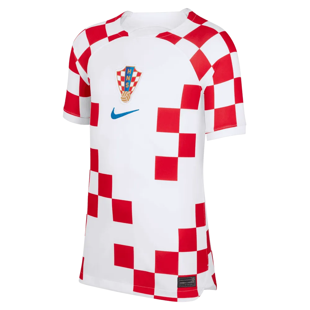 Nike 2022-23 Croatia Youth Home Jersey White-Red-Blue (Front)