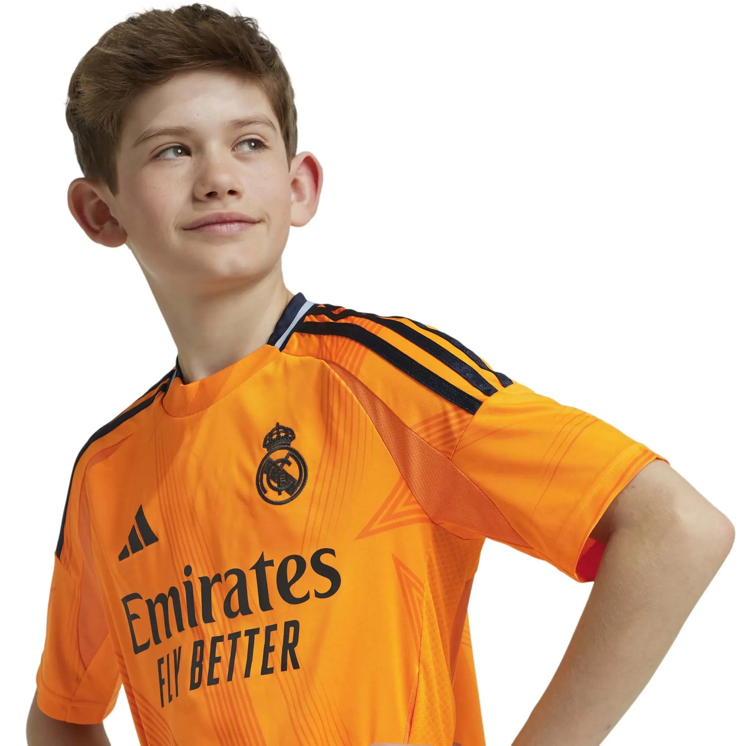 adidas 2024-25 Real Madrid Youth Stadium Away Jersey Crew Orange (Detail 1)