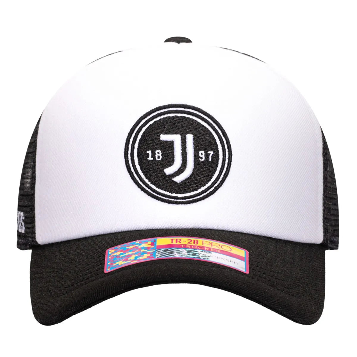 F.I Collection Juventus Script Stop Trucker Hat - Black (Front)