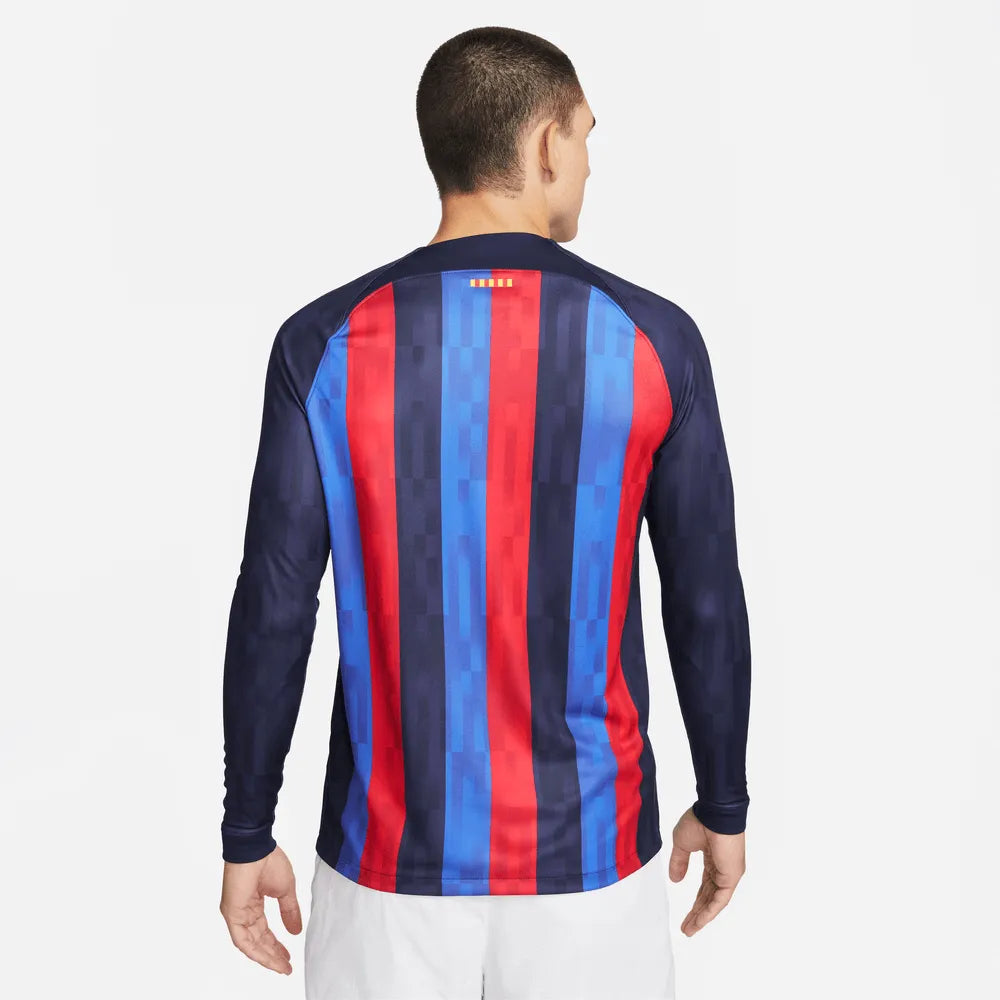 Nike 2022-23 FC Barcelona Home Long-Sleeve Jersey - Obsidian-Sesame (Model - Back)