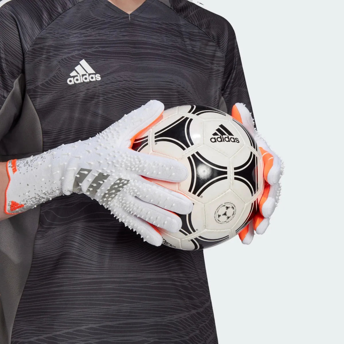 Adidas Predator Pro Goalkeeper Gloves - White-Grey-Orange (Model 1)