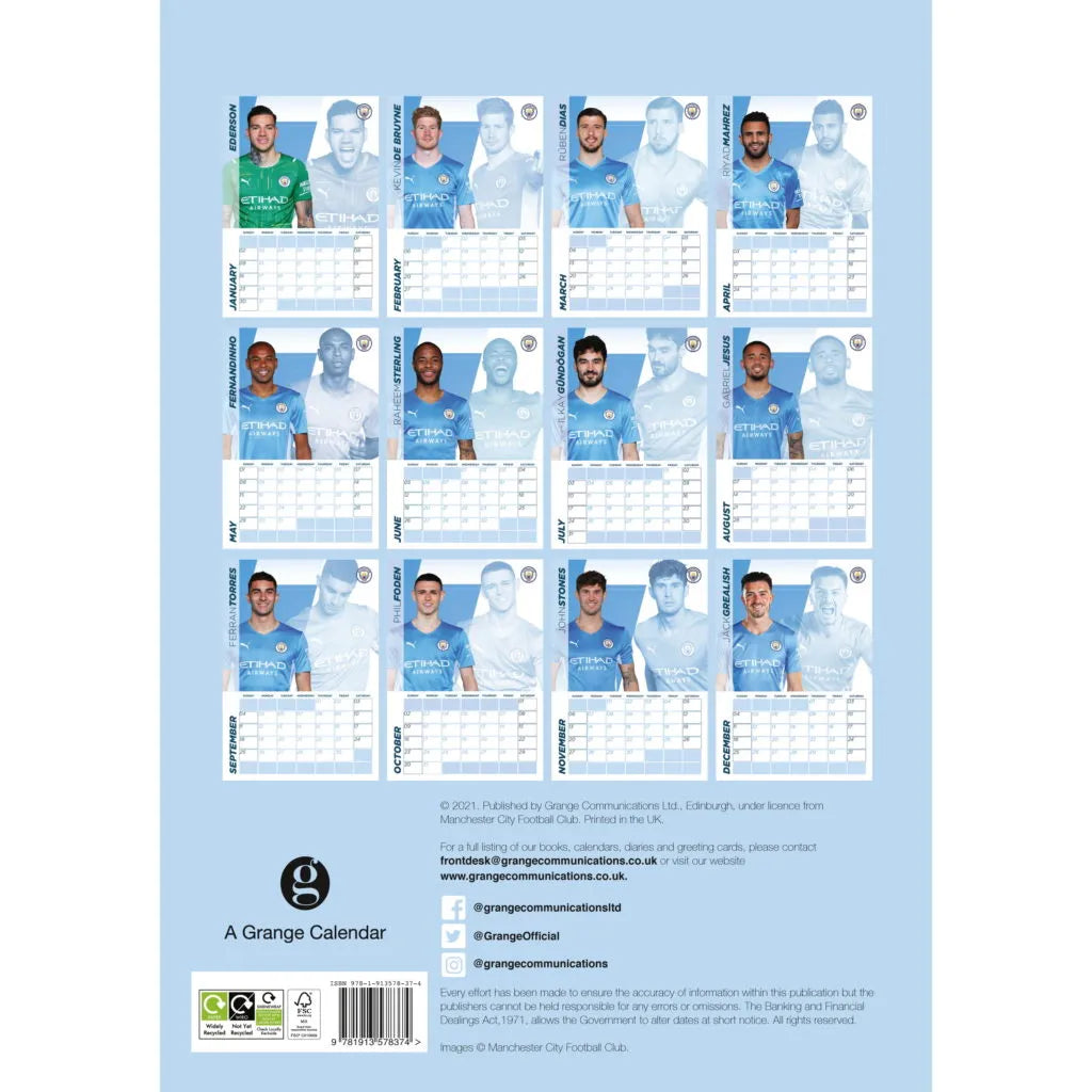 Manchester City 2022 Official Calender (Back)