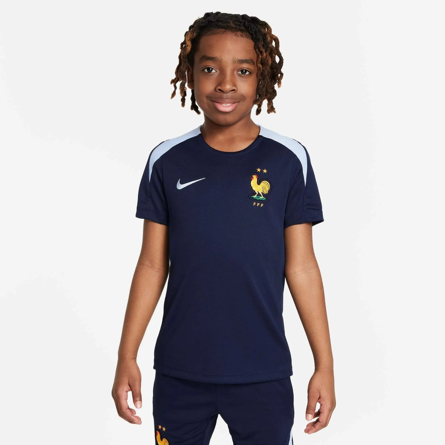 Nike 2024-25 France Youth DF Strike SS Top (Model - Front)