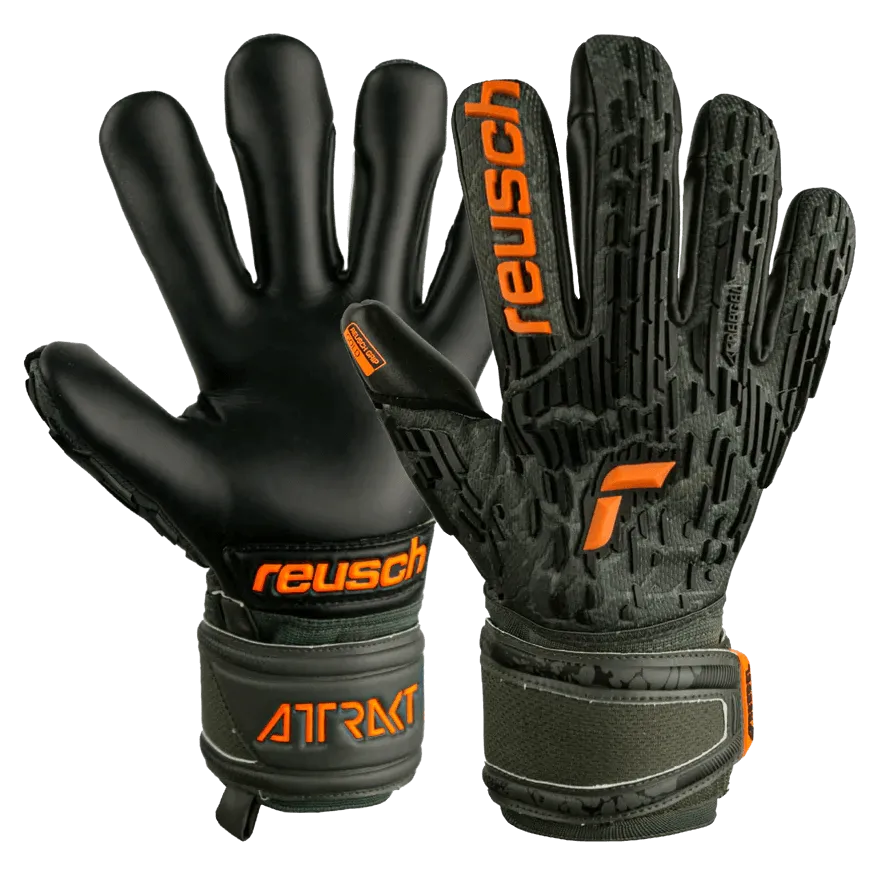 Reusch Attrakt Freegel Gold FS World Cup - Olive Green-Black-Orange (Pair)