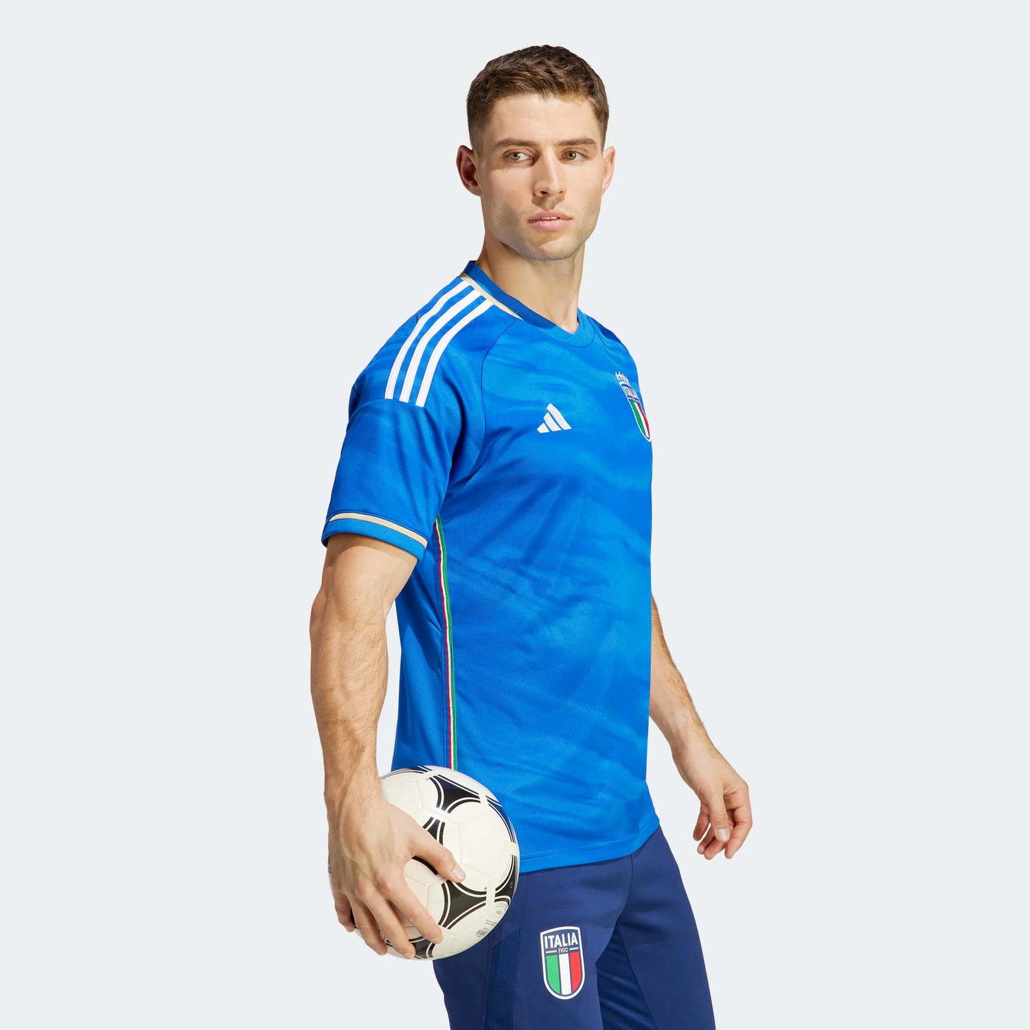 adidas 2023 Italy Home Jersey - Blue (Model - Side)