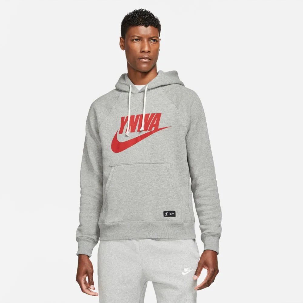 Nike 2021-22 Liverpool MNSW Heritage Hoodie - Grey-Red (Model - Front)