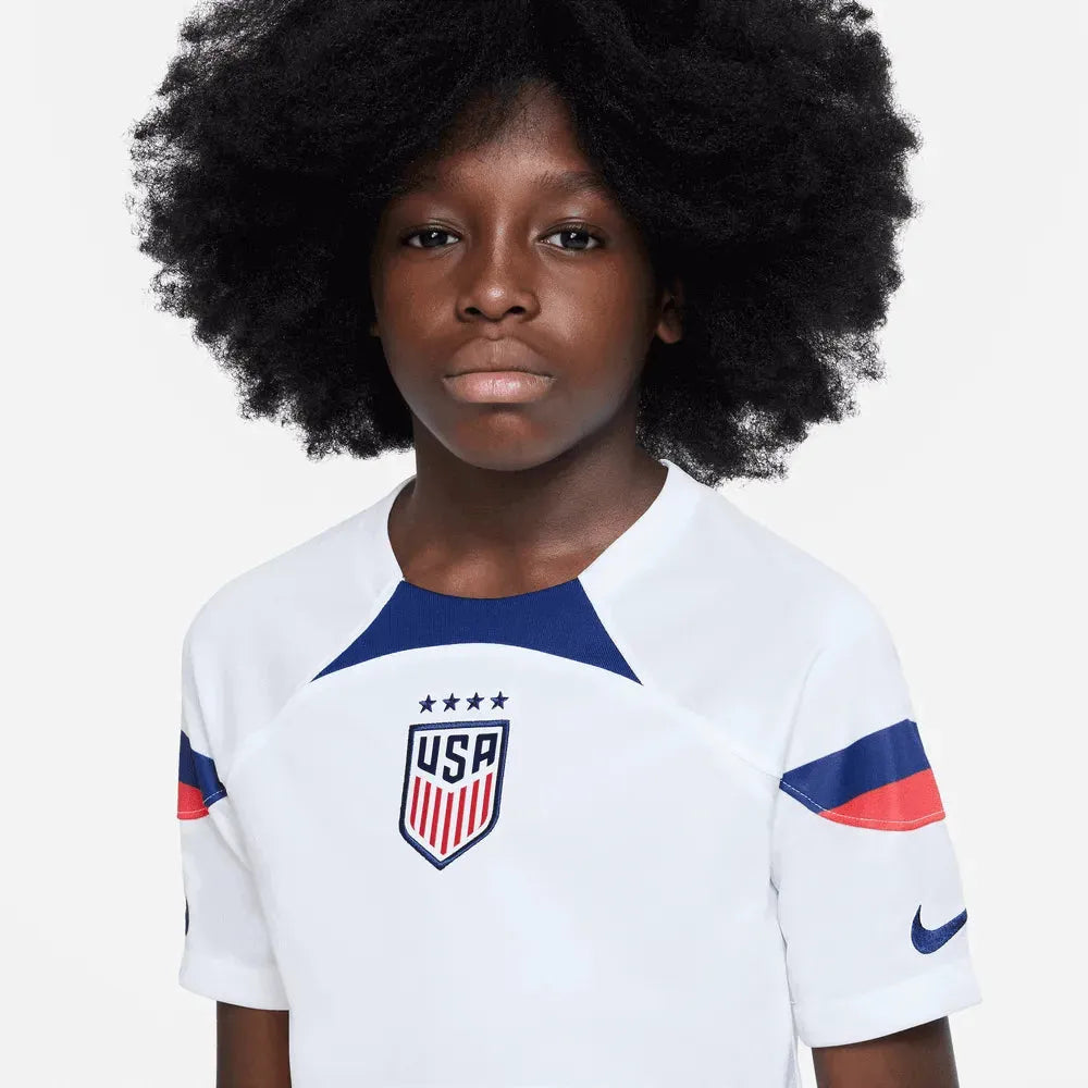 Nike 2022-23 USA Home Youth 4 Stars White-Loyal Blue (Detail 1)