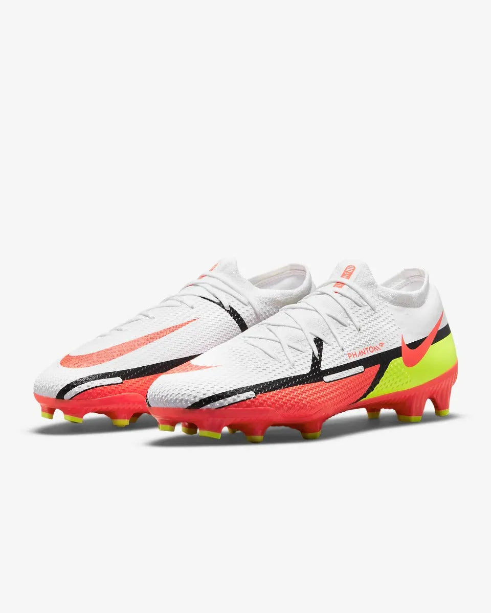 Nike Phantom GT2 PRO FG - White-Volt-Crimson (Pair - Diagonal)