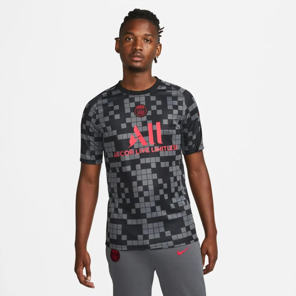 Nike 2021-22 PSG Pre-Match Jersey - Black-Grey (Model - Front)