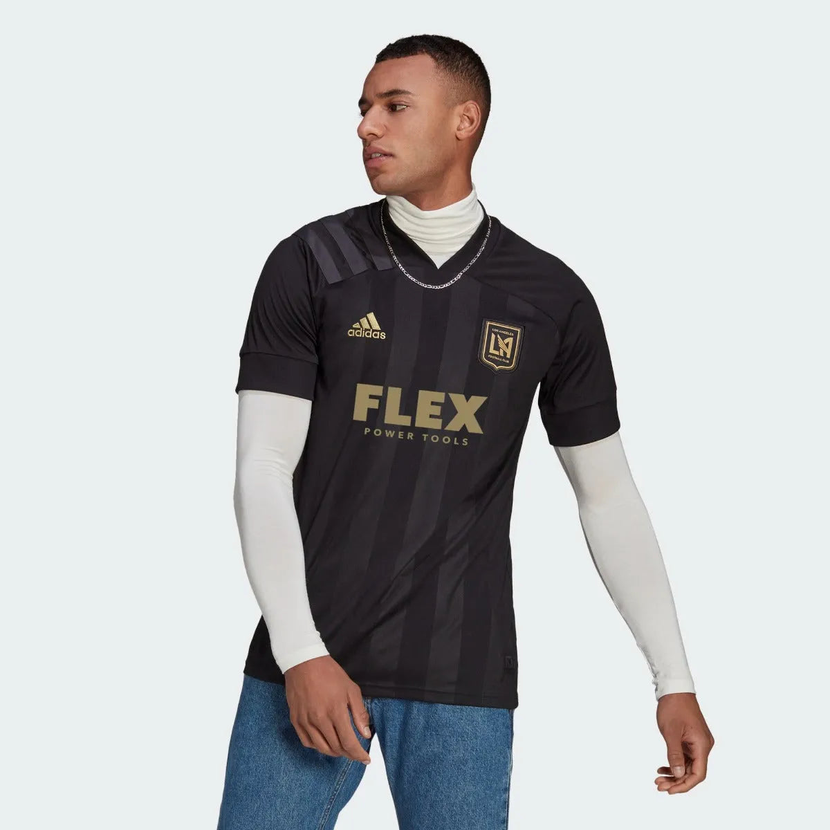 Adidas 2021 LAFC Home jersey - Black-Gold (Model - Front)