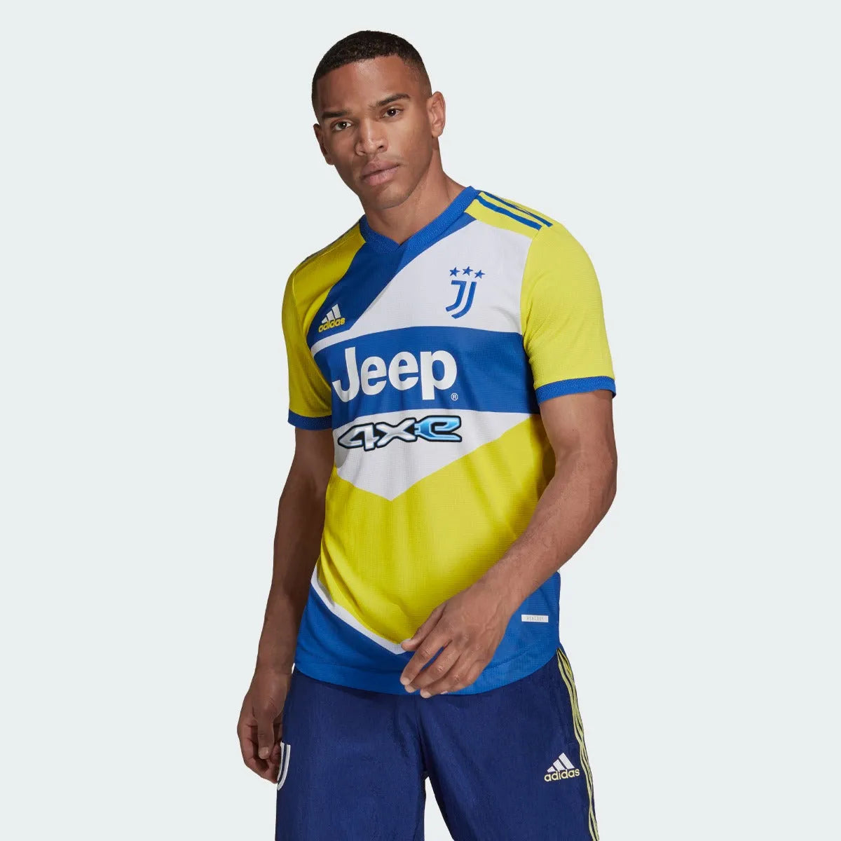 Adidas 2021-22 Juventus Authentic Third Jersey - Yellow-Royal-White (Model - Front)