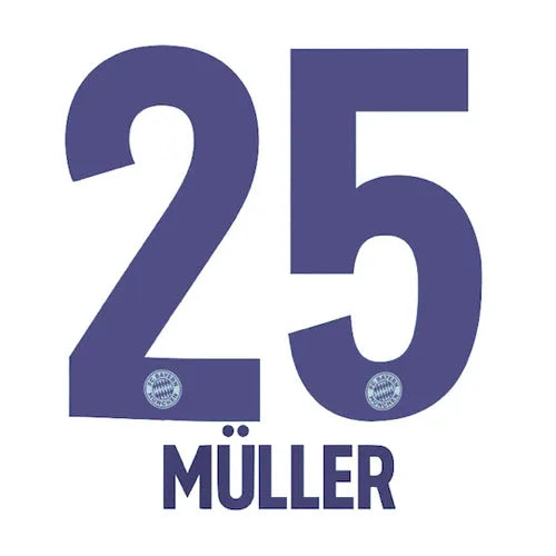 Bayern Munich 2018/19 Away Muller #25 Jersey Name Set