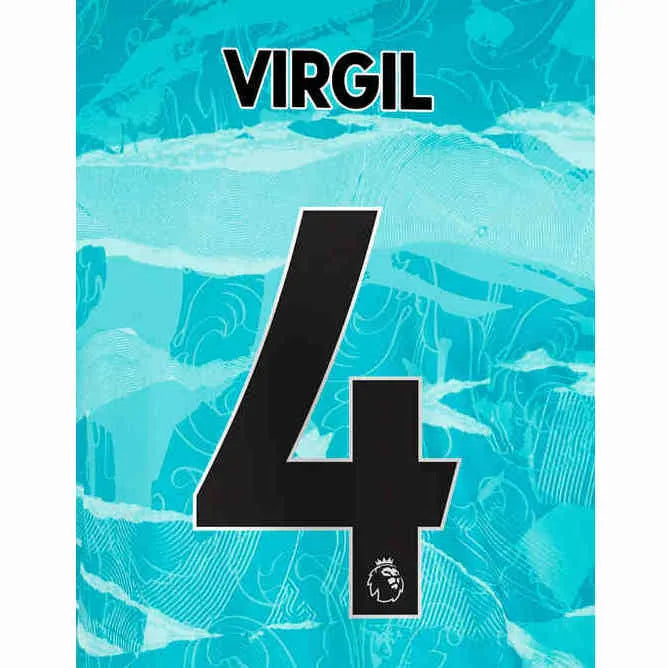 Liverpool 2020/21 Away Virgil #4 Jersey Name Set