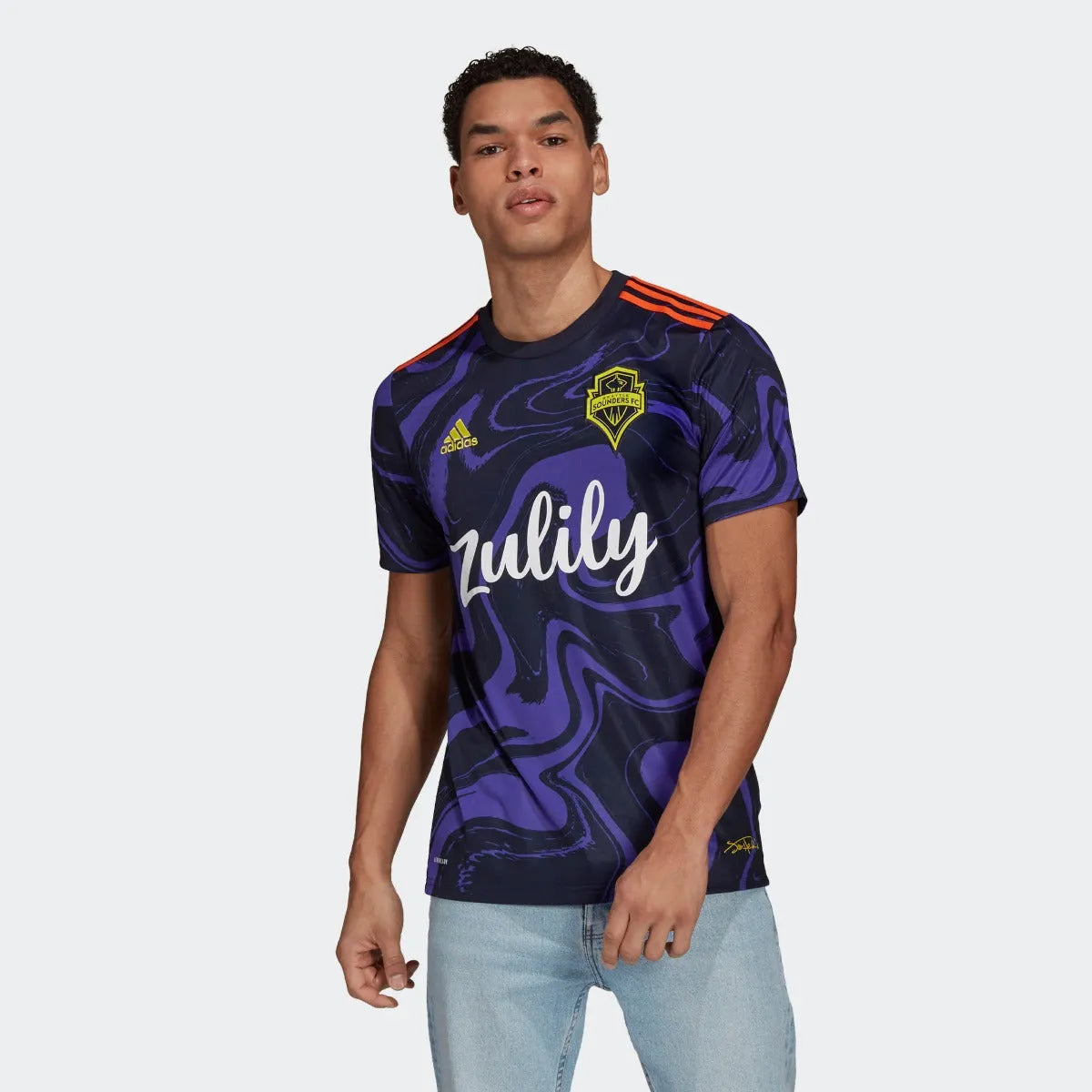 Adidas 2021-22 Seattle Sounders Away Jersey - Legend Ink-Energy Ink (Model - Front)