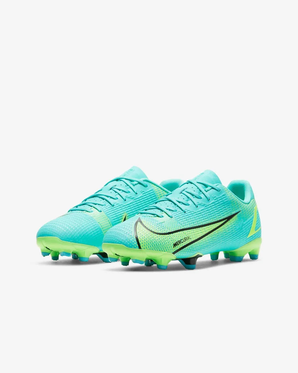 Nike JR Vapor 14 Academy FG-MG - Turquoise-Lime Glow (Pair - Diagonal)