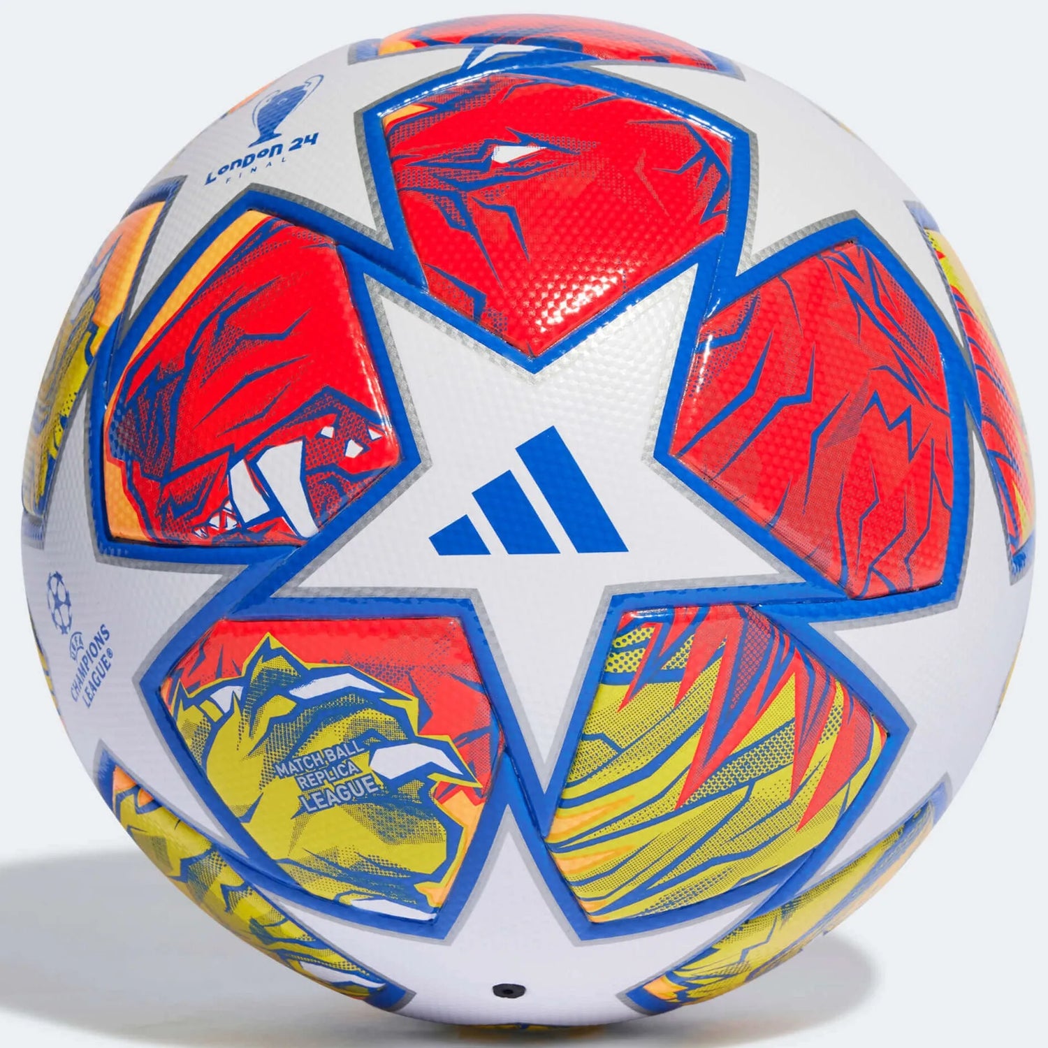 adidas 2023-24 UCL League Knockout Ball White / Glow Blue / Flash Orange (Front)