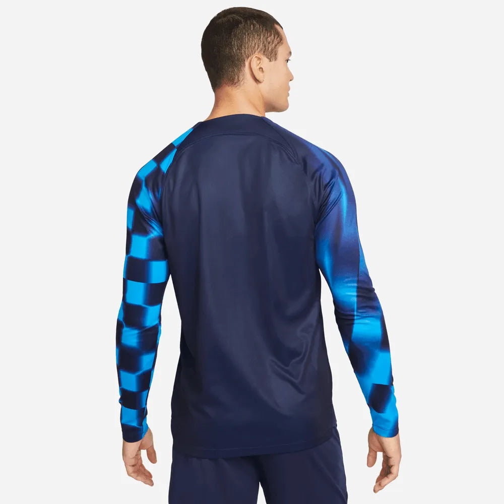 Nike 2022-23 Croatia Away Long Sleeve Jersey Blackened Blue-Red (Model - Back)