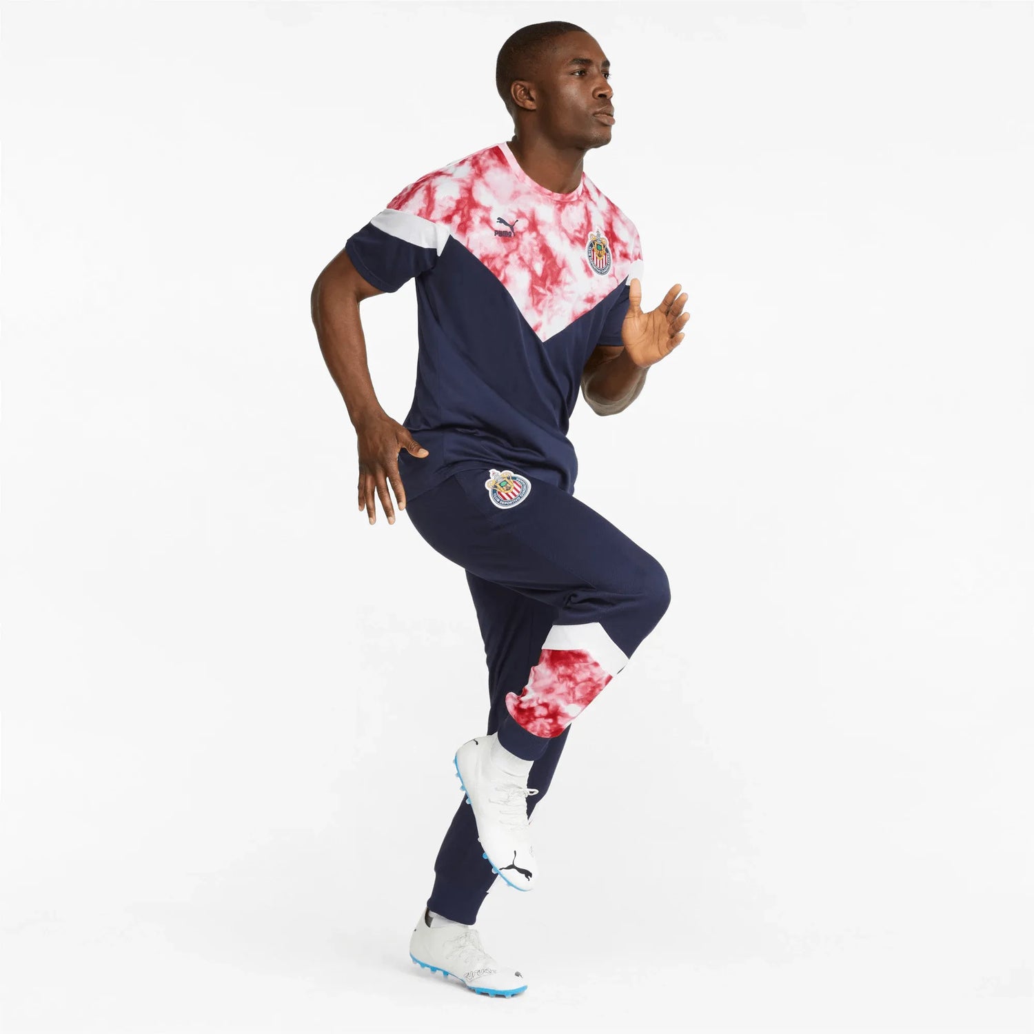 Puma 2022 Chivas Iconic Mesh Track Pants - Navy (Model - Action)