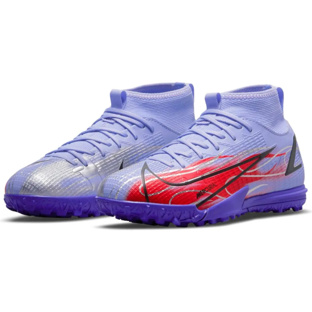 Nike JR Superfly 8 Academy KM TF - Light Thistle-Bright Crimson (Pair - Diagonal)