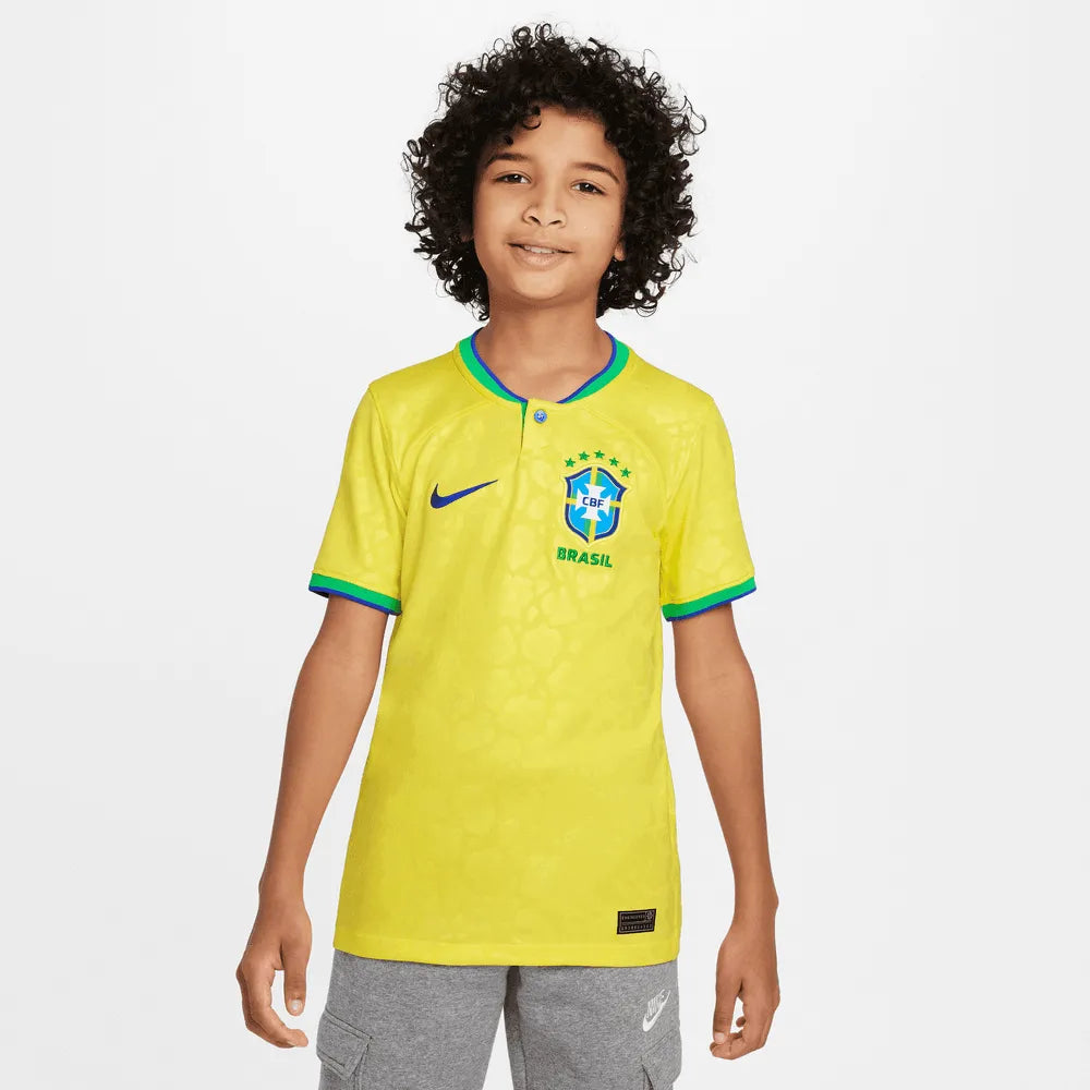 Nike 2022-23 Brazil Youth Home Jersey - Yellow (Model - Front)