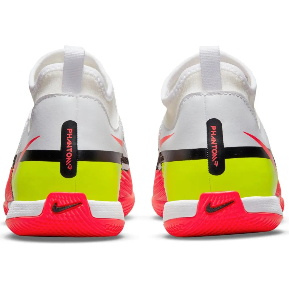 Nike Jr Phantom GT2 Academy DF IC - White-Volt-Crimson (Pair - Back)