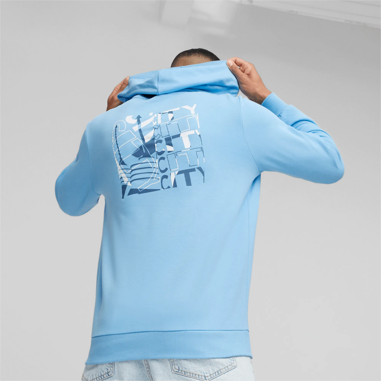 Puma 2023-24 Manchester City Men's Ftbl Core Graphic Hoody (Model - Back)