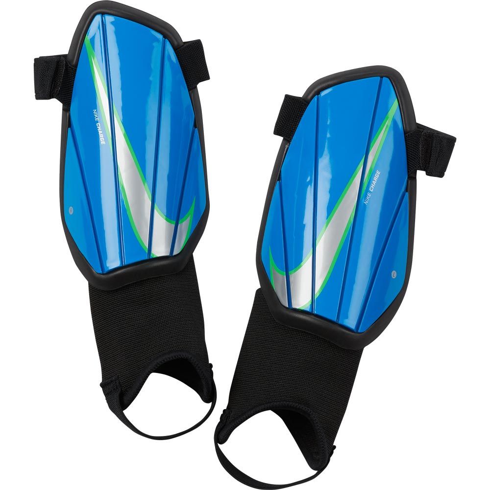 Nike Youth Charge Shin Guard - Blue-Green-Silver