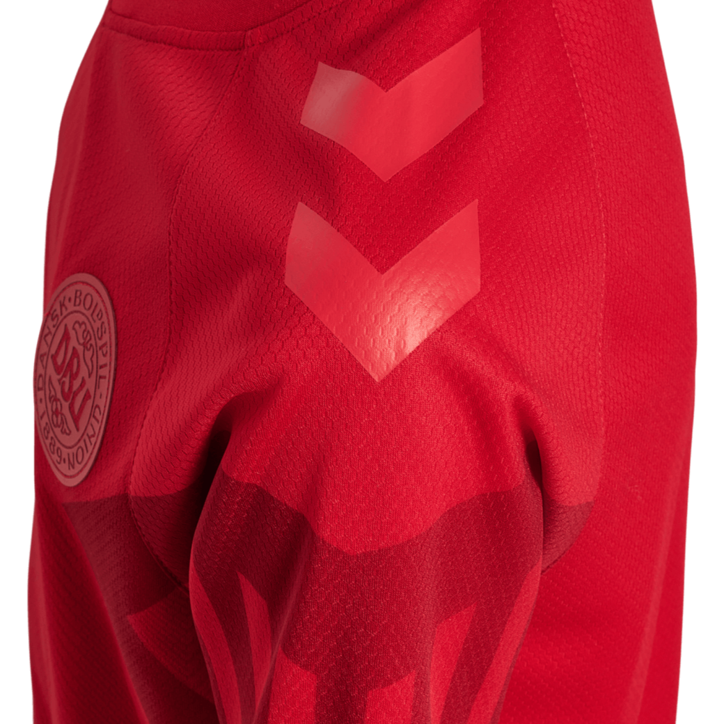 Hummel 2022-23 Denmark Youth Home Jersey - Tango Red (Detail 1)