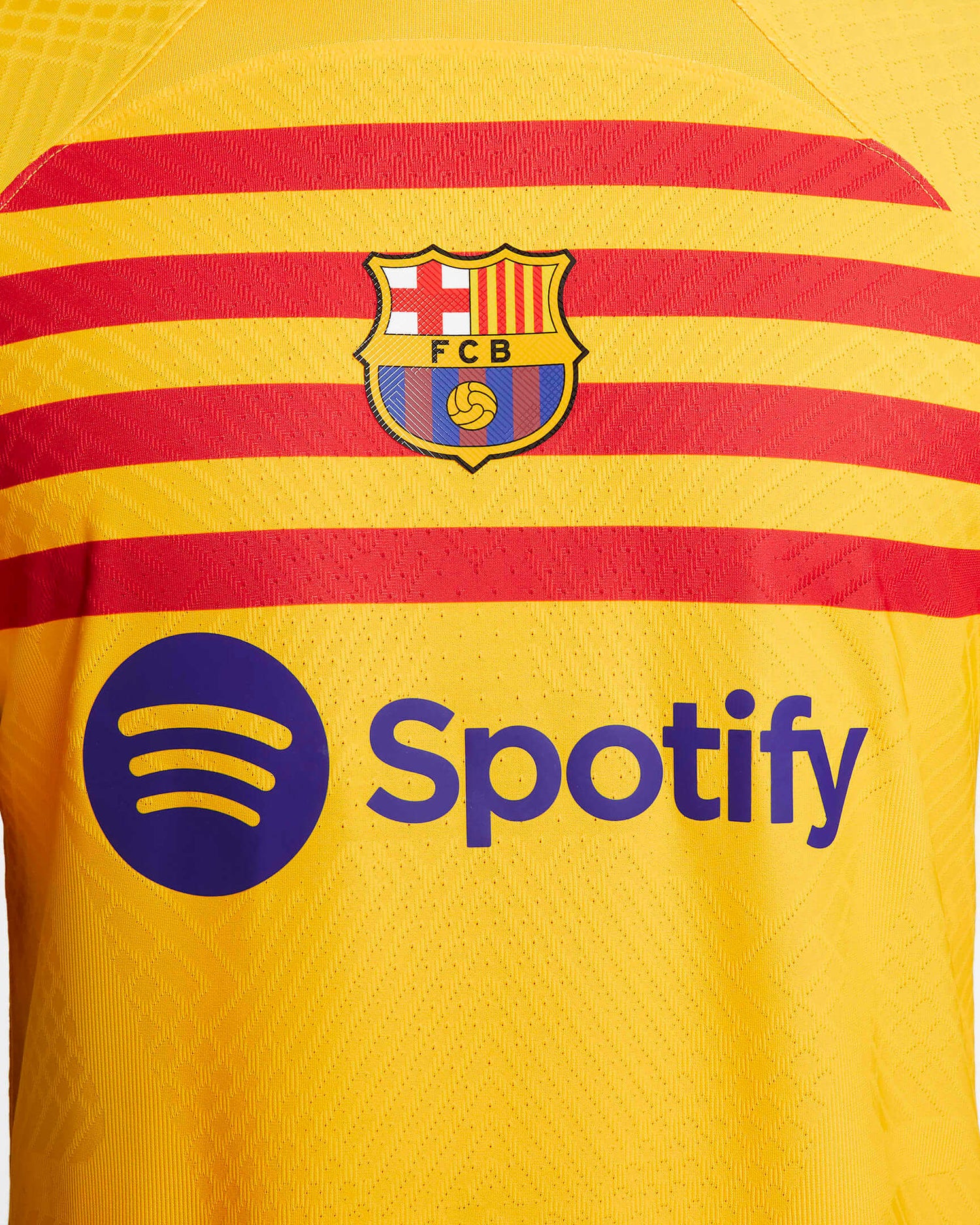 Nike 2022-23 FC Barcelona Authentic Fourth Jersey - Yellow-Red (Detail 2)