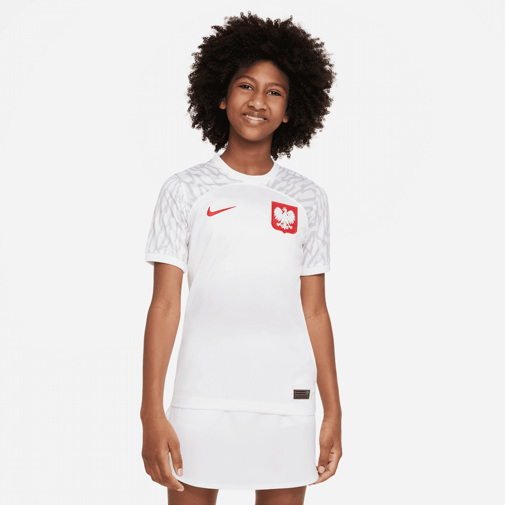 Nike 2022-23 Poland Youth Home Jersey - White (Model - Front)