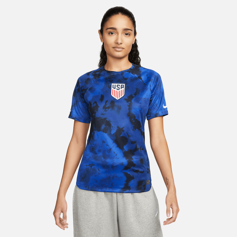 Nike 2022-23 USA Women's Away Jersey - Bright Blue-White (Model - Front)