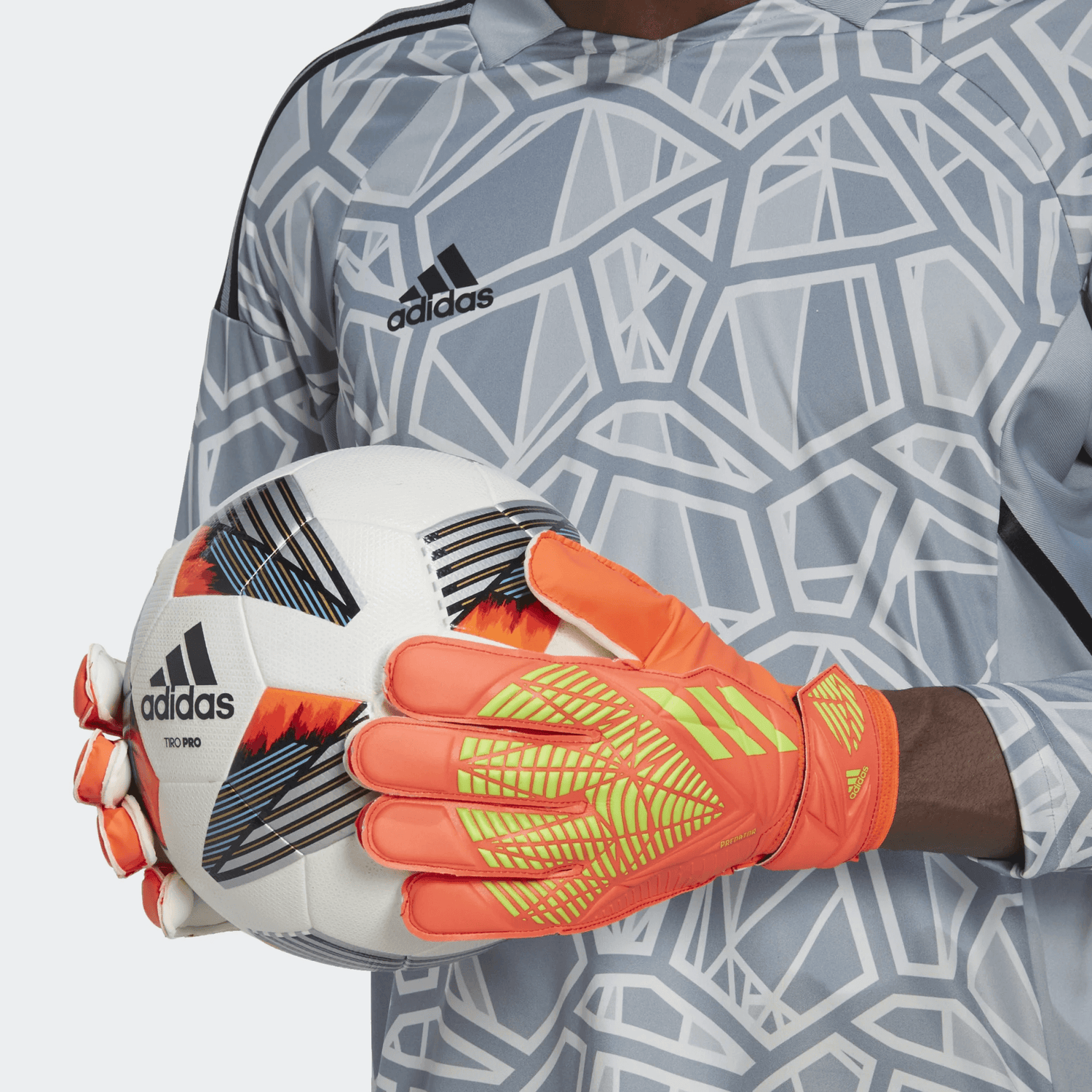 Adidas Predator Pro Fingersave Goalkeeper Gloves - Solar Red/Solar Green - 9