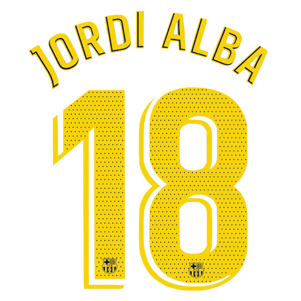 Barcelona 2019/21 Home Jordi Alba #18 Jersey Name Set