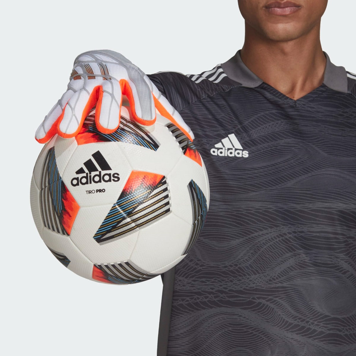 adidas X Pro Goalkeeper Gloves - White-Iron Metallic-Solar Red (Model 1)